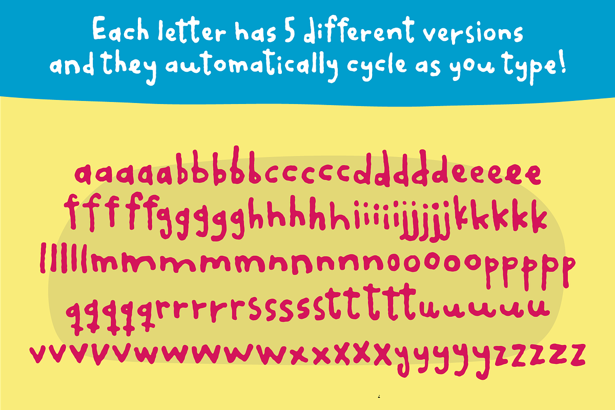 Snacky Plop font, a Handwritten Font by pizzadudedotdk (Photo 3 of 3)