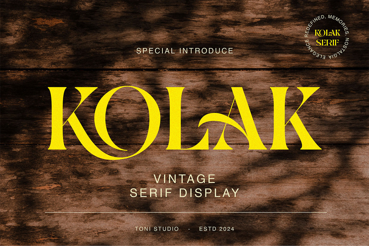 KOLAK-modern vintage, a Serif Font by ToniStudio (Photo 1 of 6)