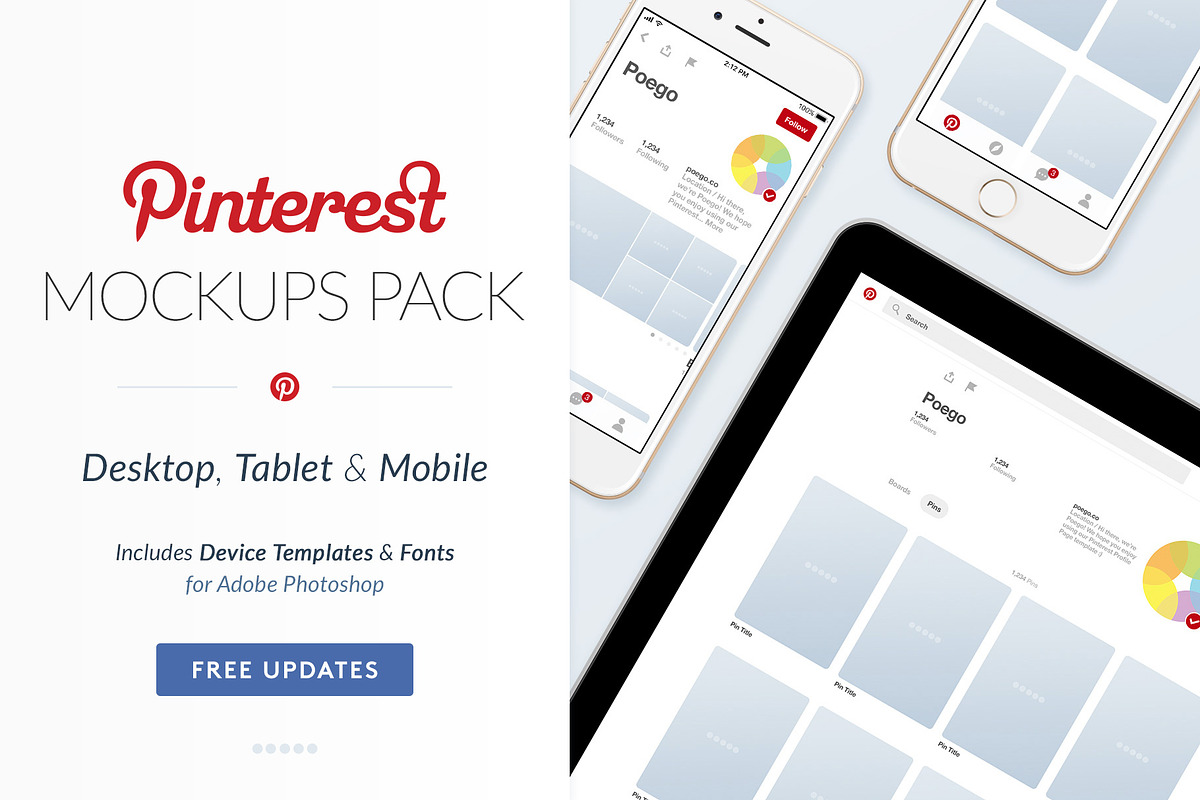 Pinterest Social Media Mockups Pack, a Social Media Template by Poego Social (Photo 1 of 7)