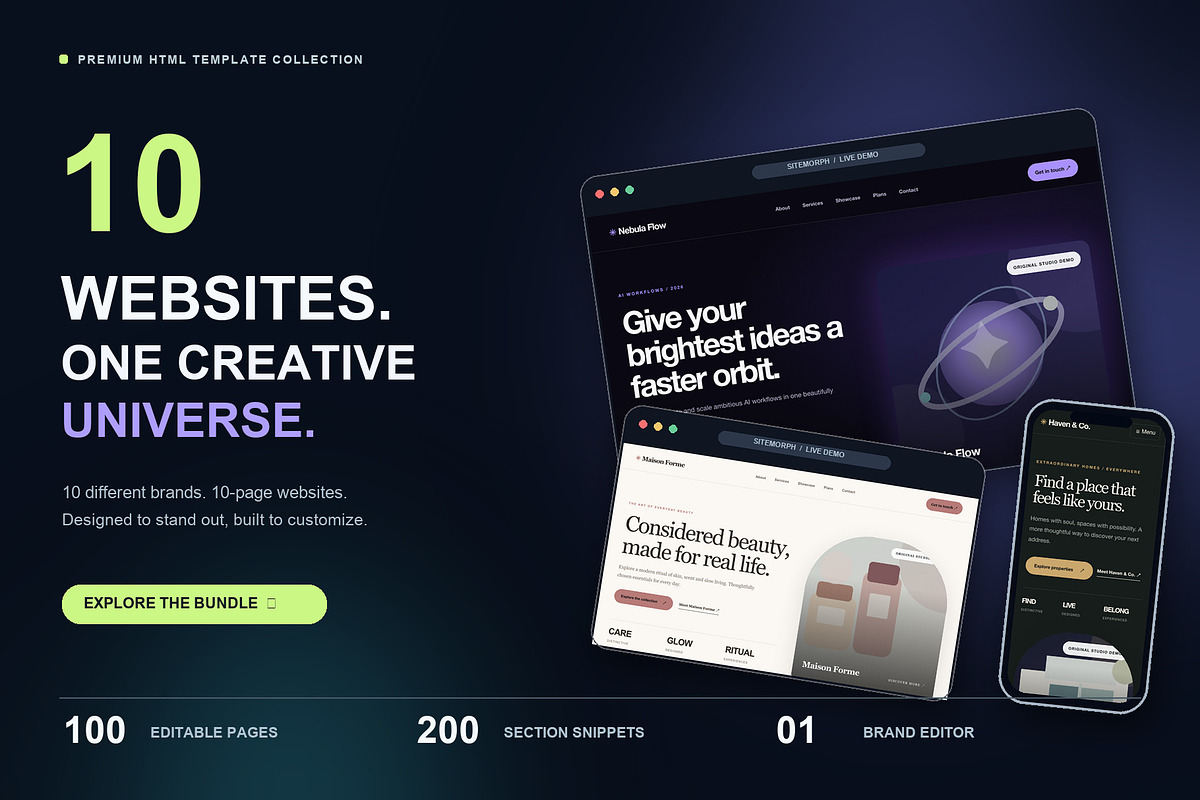 SiteMorph 10 HTML Website Bundle, a HTML Template by Flyer Arts (Photo 1 of 8)