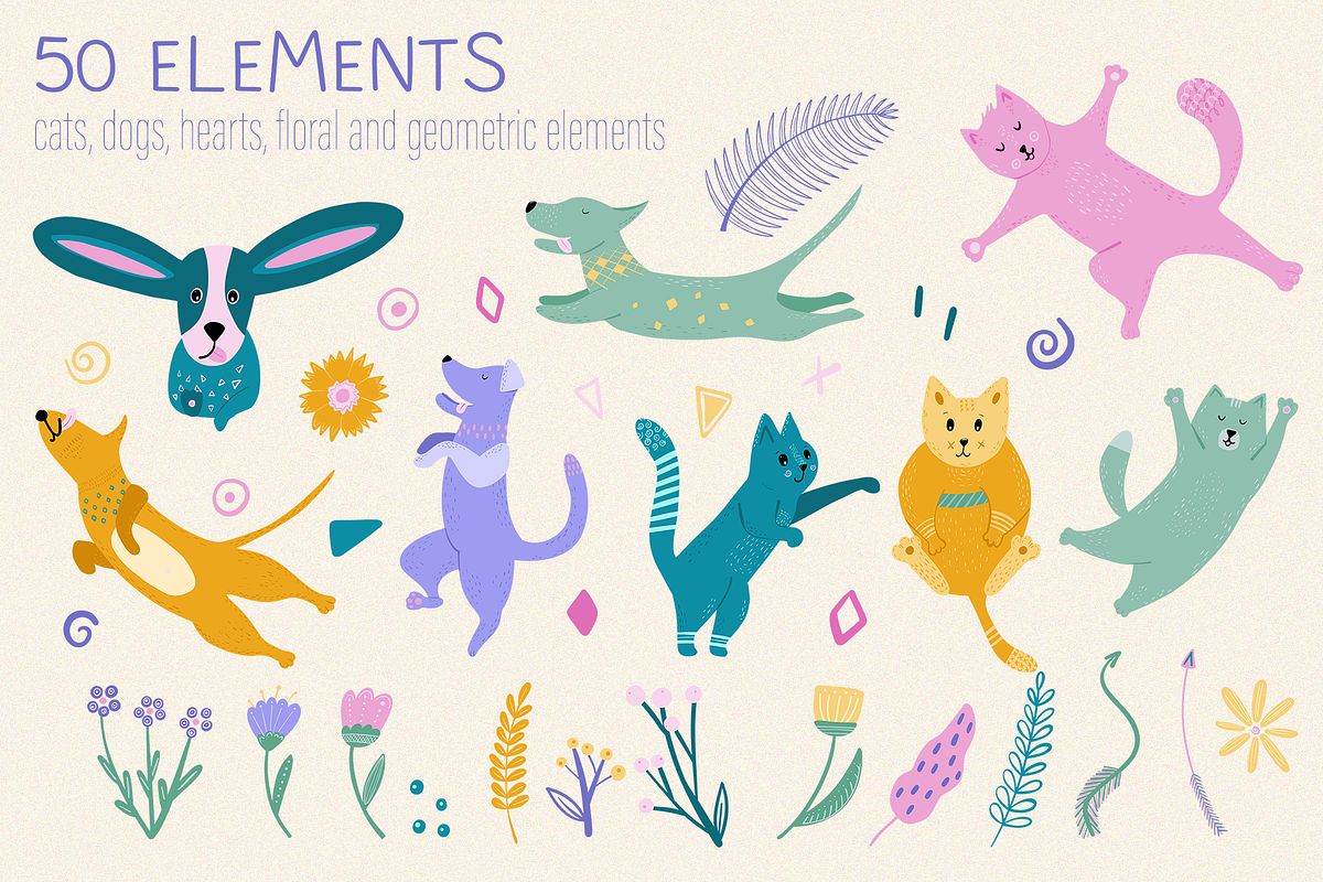 Funny Love - Hearts, Cats and Dogs, an Animal Illustration by PenguinArtStudio (Photo 2 of 10)