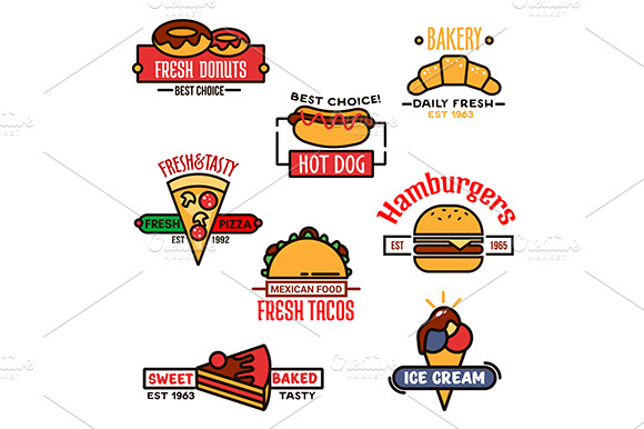 Fast Food And Bakery Icons Design