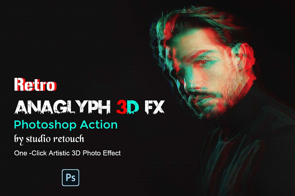 Retro Anaglyph 3D FX Ps Action, an Action Add-On by Studio Retouch (Photo 1 of 16)