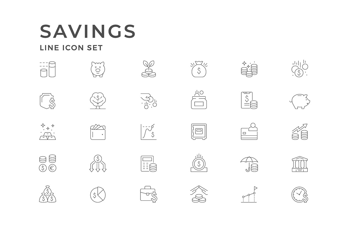Set line icons of savings, an Outline Icon by motorama (Photo 2 of 2)
