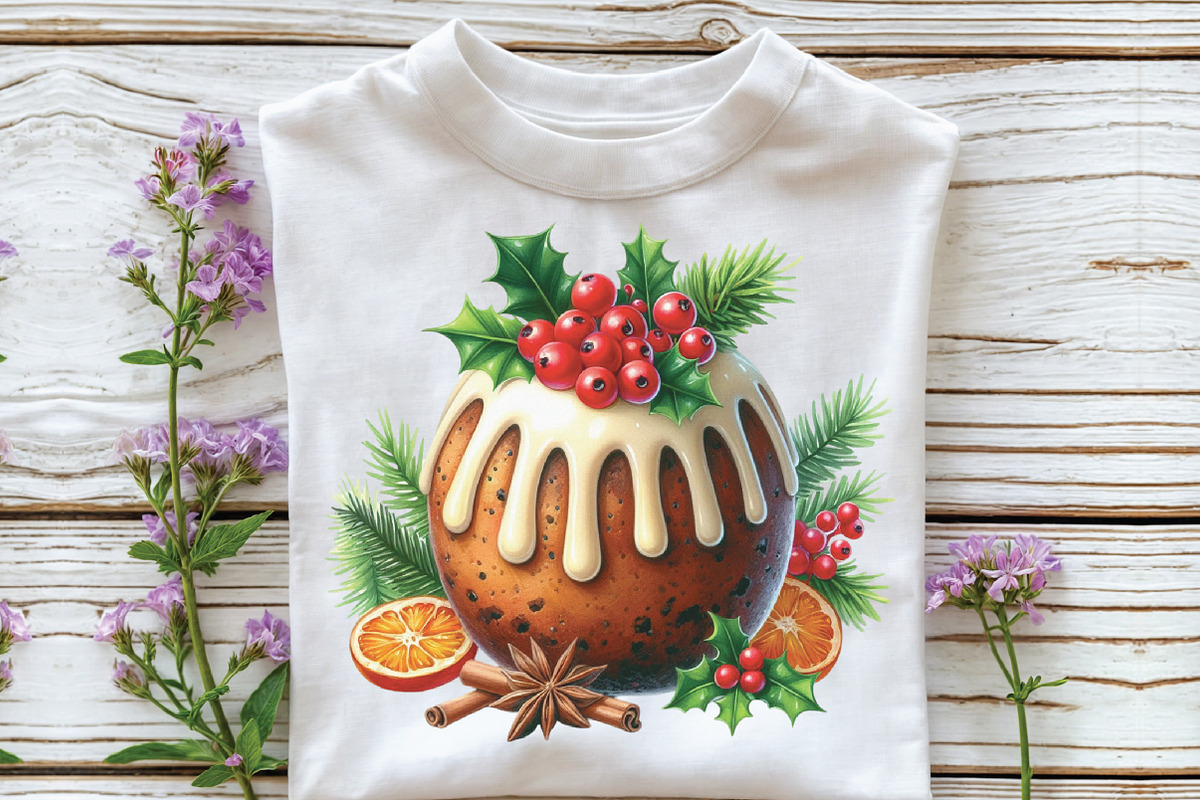 Watercolor Christmas Pudding Clipart, a Work Illustration by CraftArtStudio (Photo 3 of 6)