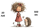 Whimsical Floral Girl & Hedgehog, an Animal Illustration by GiraffeCreative (Thumbnail 13 of 20)
