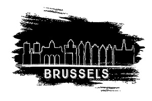 Brussels Skyline Silhouette.