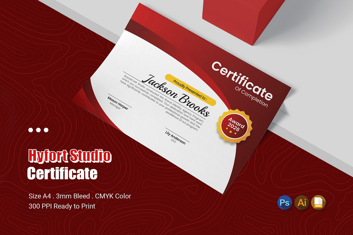 Hyfort Studio - Certificate, a Print Template by Esensifiksi.studio (Photo 1 of 3)