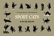 Sport Cats, Playful Vector Set, an Illustration by helenreveur (Thumbnail 1 of 7)