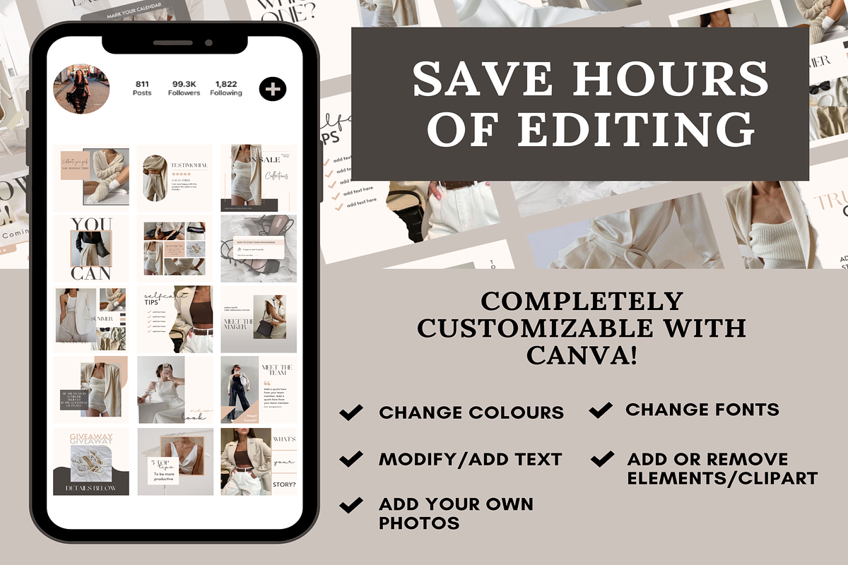 NEUTRAL Instagram Templates Bundle, a Social Media Template by LushBury (Photo 7 of 9)