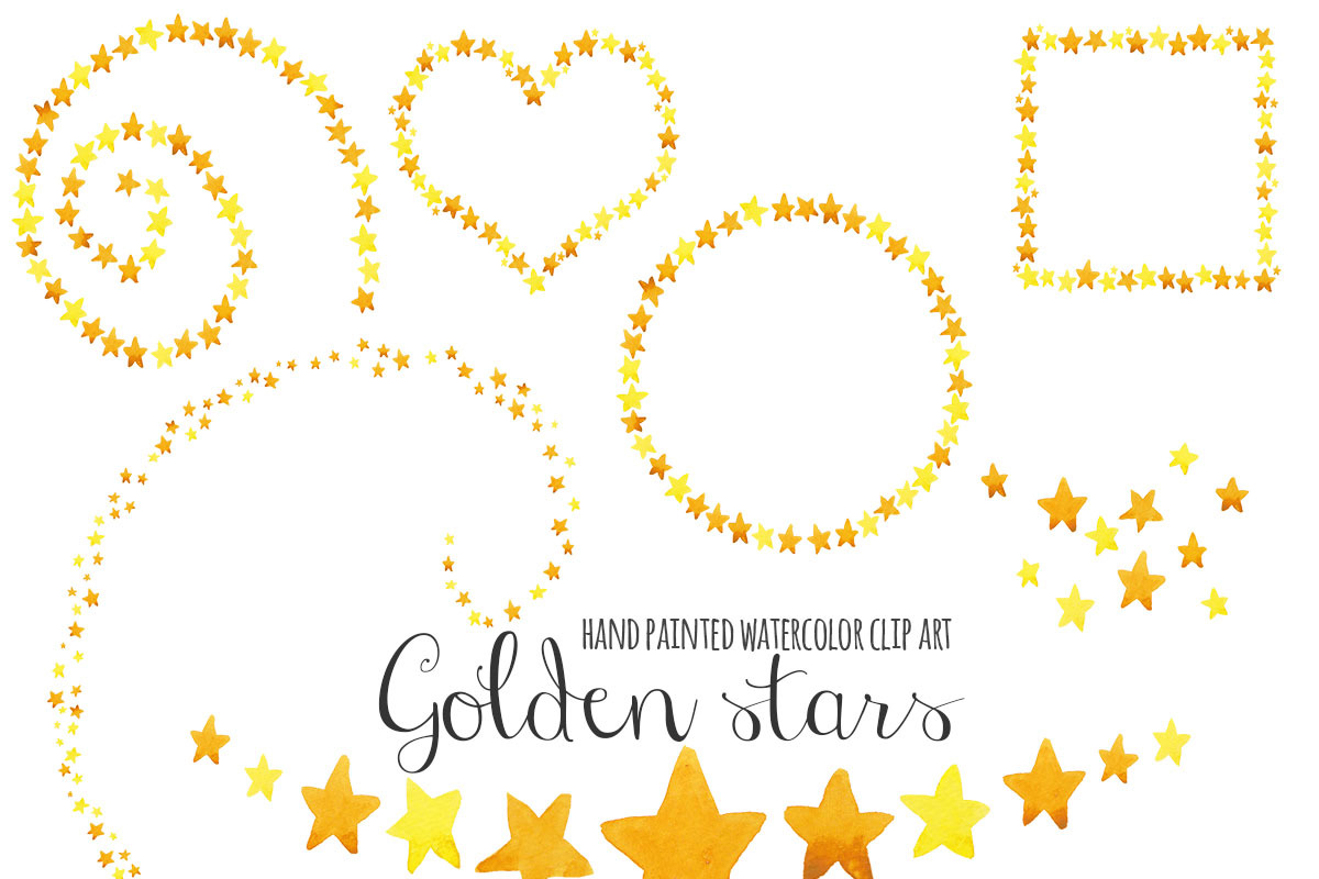 Watercolor gold stars clip art, an Illustration by SandraGraphicDesign (Photo 2 of 3)