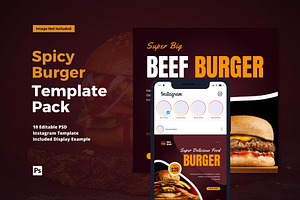 Spicy Burger Instagram Post, a Social Media Template by CavenArt
