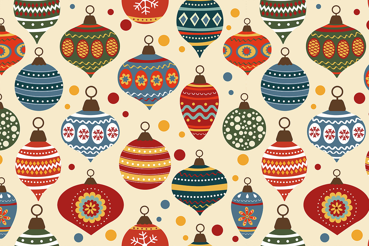 Christmas baubles set and patterns, a Decorative Illustration by Olillia (Photo 10 of 18)