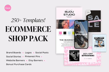 Ecommerce Shop Template Pack | Canva, a Design Template by Fourteen Creative Co.