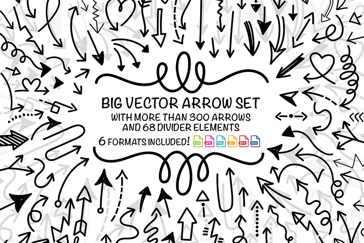 Big Vector Arrows and Dividers Set, a Decorative Illustration by Pingebat (Photo 1 of 6)