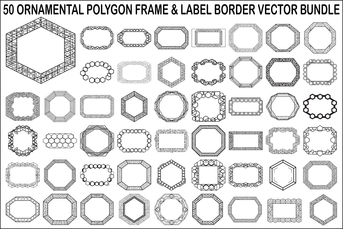Polygon Frame & Label Bundle, an Illustration by Creativeshirt (Photo 1 of 51)