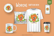 Cartoon winking boy. Tshirt, PNG., a Person Illustration by KENO Mascots (Thumbnail 3 of 3)