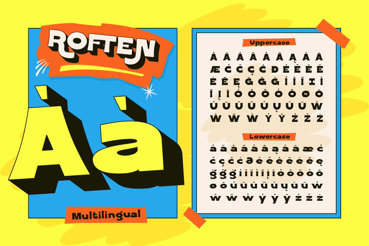 Roften - Chunky Retro Pop Font, a Sans Serif Font by Artisan Themes (Photo 10 of 11)