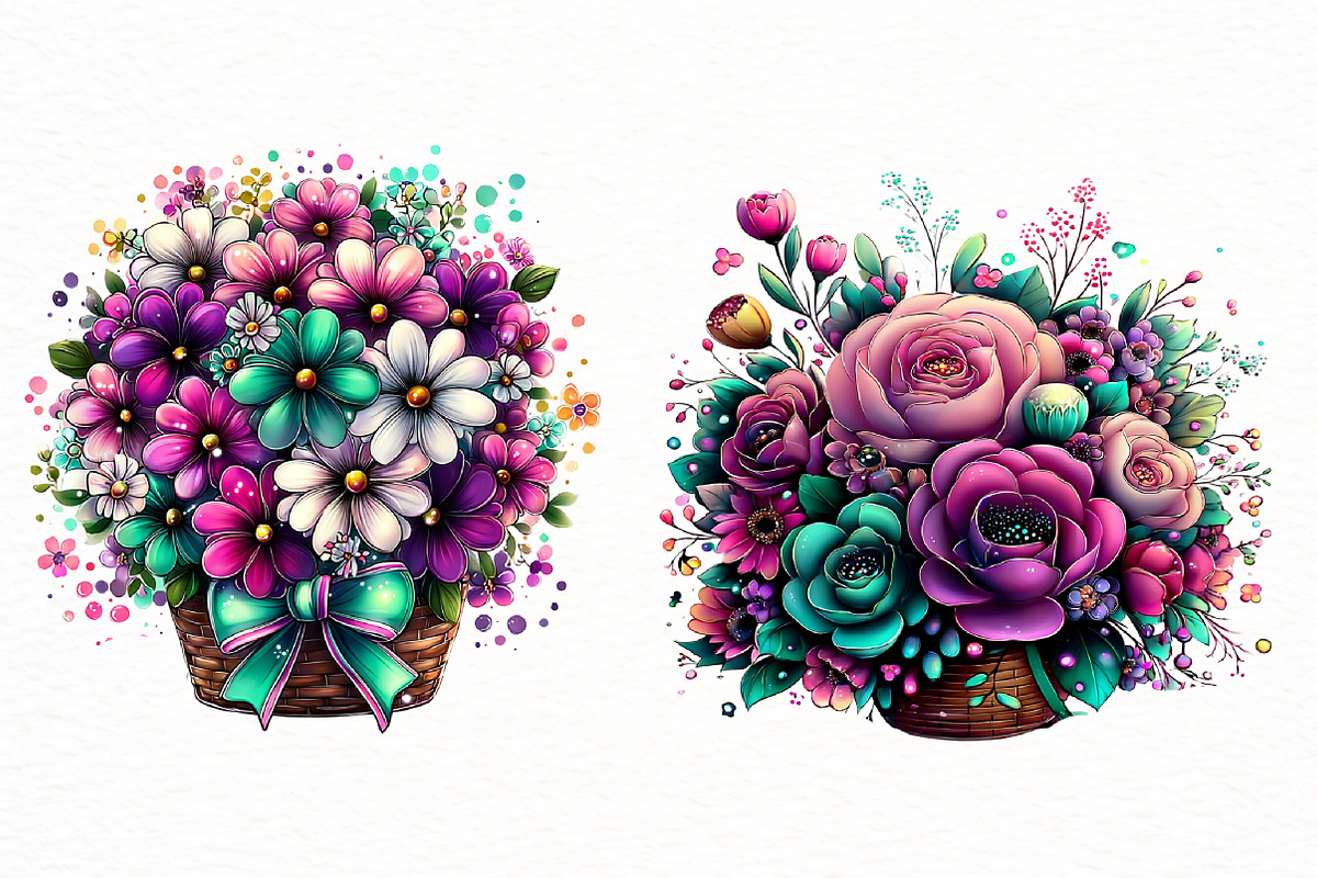 spring floral basket clipart, an Illustration by Designworld (Photo 6 of 6)