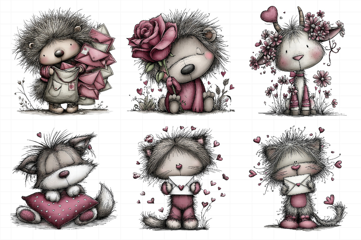 Whimsical Valentine Animals Clipart, an Illustration by Daily.Designs (Photo 6 of 8)
