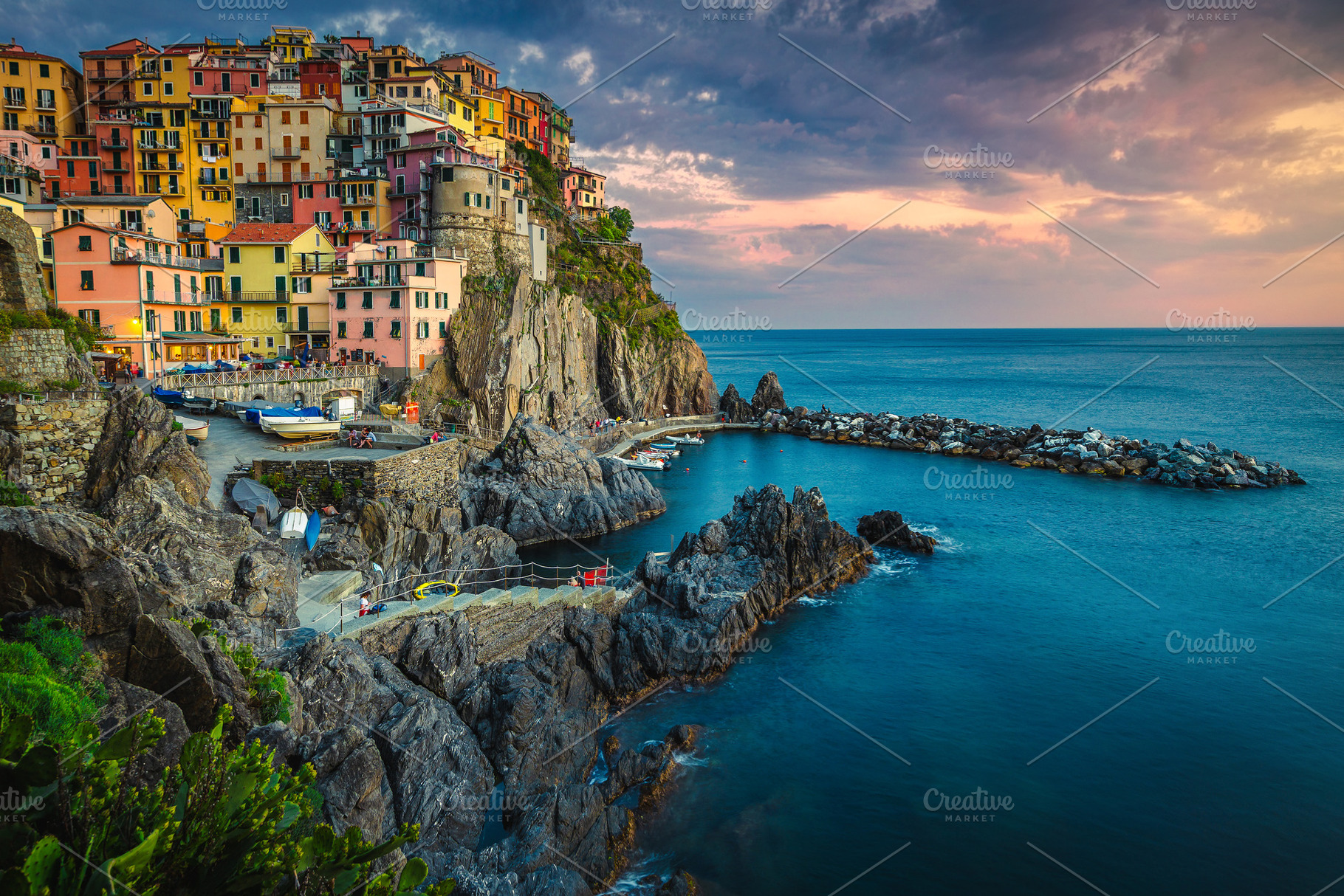 Village with colorful seaside houses, an Architecture Photo by Alpine Dreams