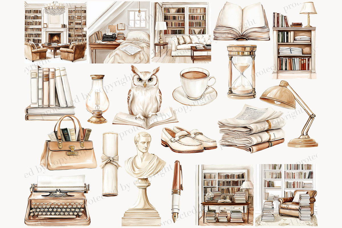 Cozy Reading Nook Clipart, a Person Illustration by GlamArtZhanna (Photo 3 of 8)