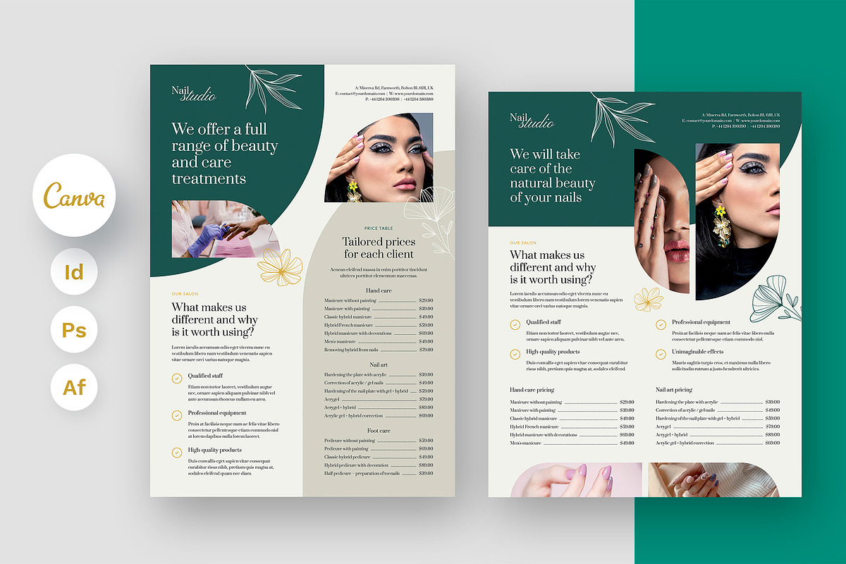 Nail Salon Flyer Canva Template, a Flyer Template by artbart (Photo 1 of 10)