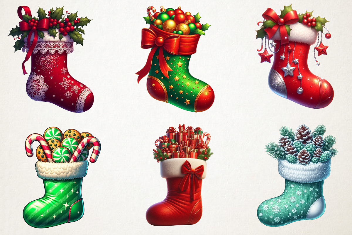 Christmas Stockings Watercolor Bundl, an Illustration by RobertsArt (Photo 6 of 7)