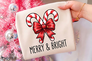 Merry And Bright Candy Cane PNG, a Seasonal Illustration by CrexoraLab