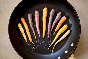 Rainbow Carrots In Roasting Pan, a Food & Drink Photo by THP Creative