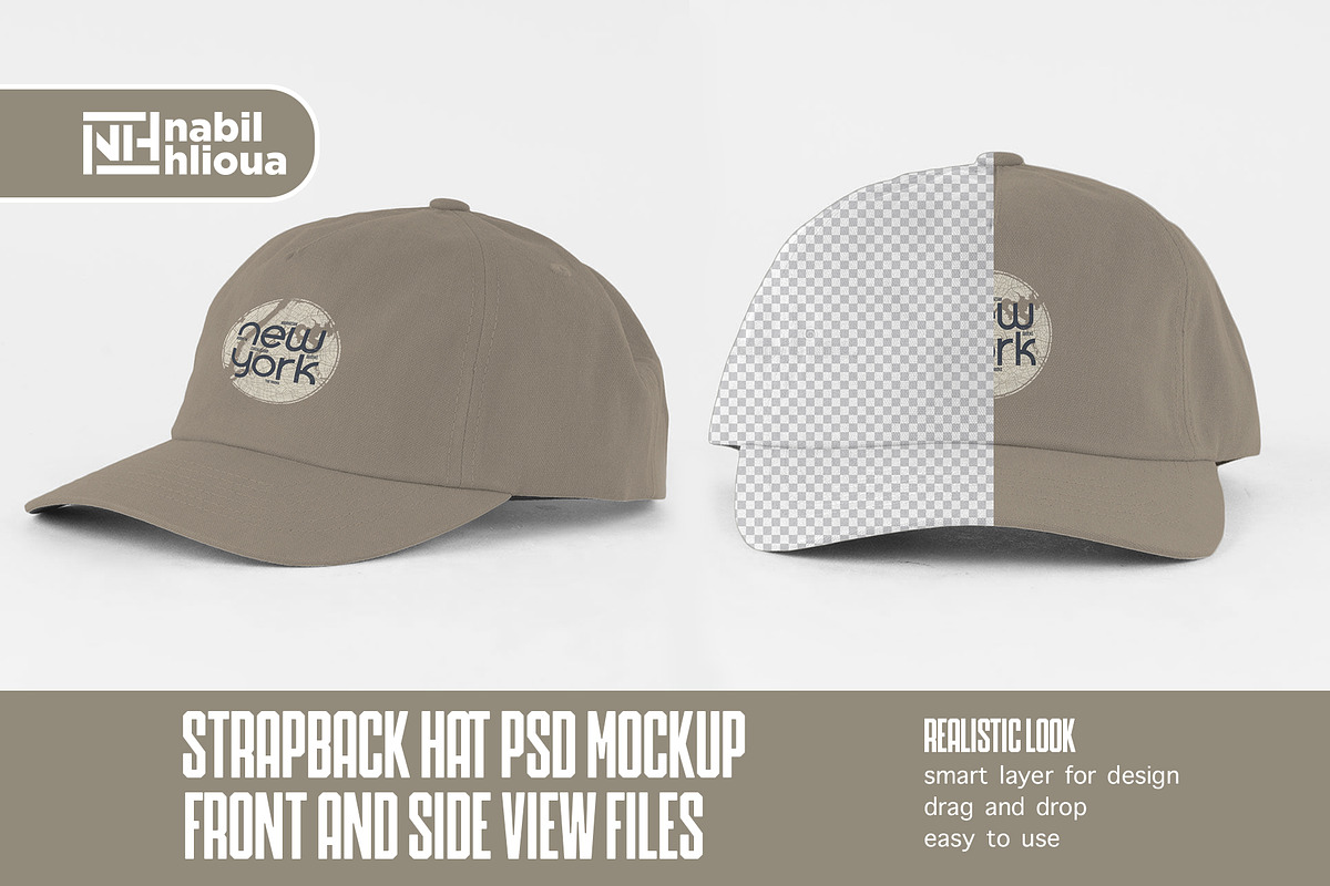 Strapback Hat mockup PSD Template, a Hat Mockup by NH graphic (Photo 1 of 4)
