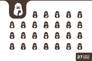 seals cute icon set collection, a Solid Icon by devastd
