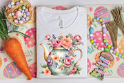 Watercolor Flowers Teapot Clipart, an Illustration by CraftArtStudio (Thumbnail 5 of 7)