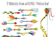 Watercolor Arrows and Feathers Set, an Illustration by RabbitAndPencil (Thumbnail 2 of 4)
