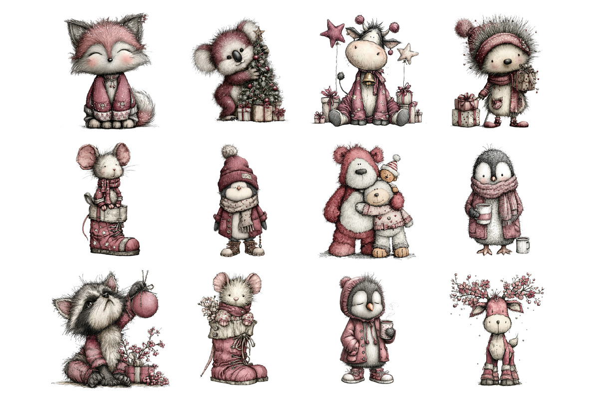 Whimsical Christmas Animals Clipart, an Illustration by Design Market (Photo 3 of 3)