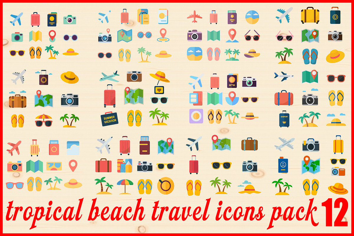 Tropical Beach Travel Icons Pack, an Object Graphic by jahid234 (Photo 1 of 13)