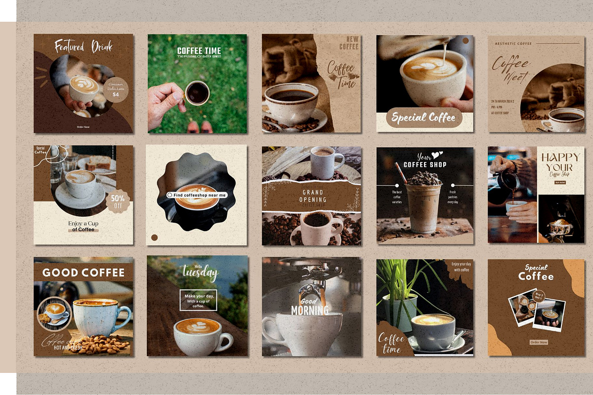 Aesthetic Coffe Shop Canva Template, a Social Media Template by Pixel Blend (Photo 4 of 4)
