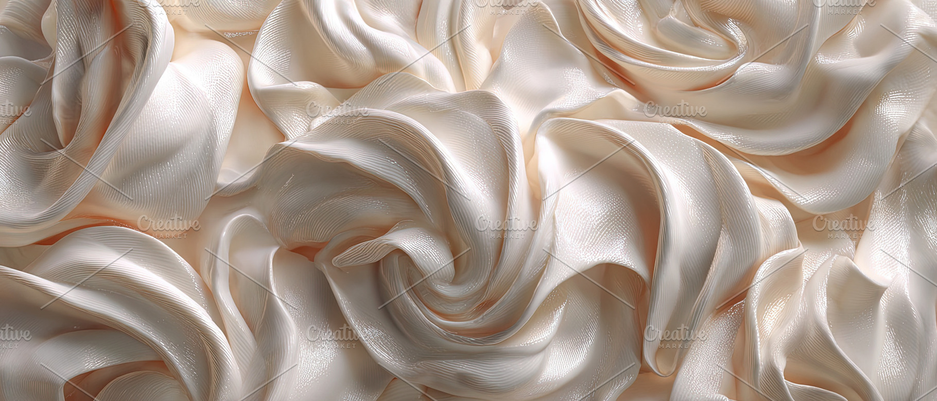 Luxurious cream satin fabric arranged in soft, flowing folds. El, an Abstract Photo by Ales Munt