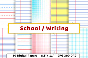 School / Writing Lined Digital Paper