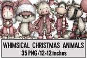 Whimsical Christmas Animals Clipart, an Illustration by Design Market (Thumbnail 1 of 3)