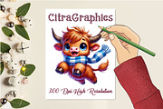 Funny Highland Cow Clipart, an Illustration by CitraGraphics (Thumbnail 4 of 6)