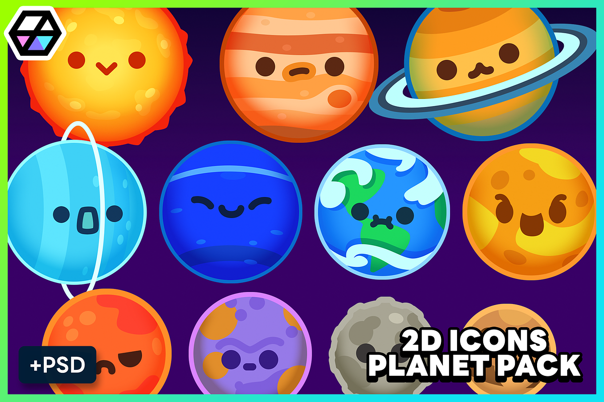 2D Icons - Planet Pack, an Object Illustration by LAYERLAB (Photo 1 of 10)