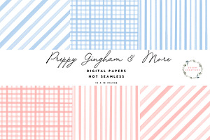 Preppy Gingham Stripe Diagonal Paper, a Background Graphic by Essem Creatives