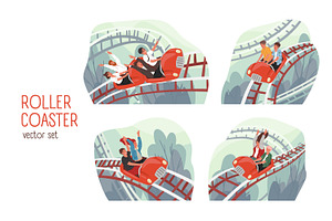 People riding roller coaster set, a Person Illustration by Good Studio