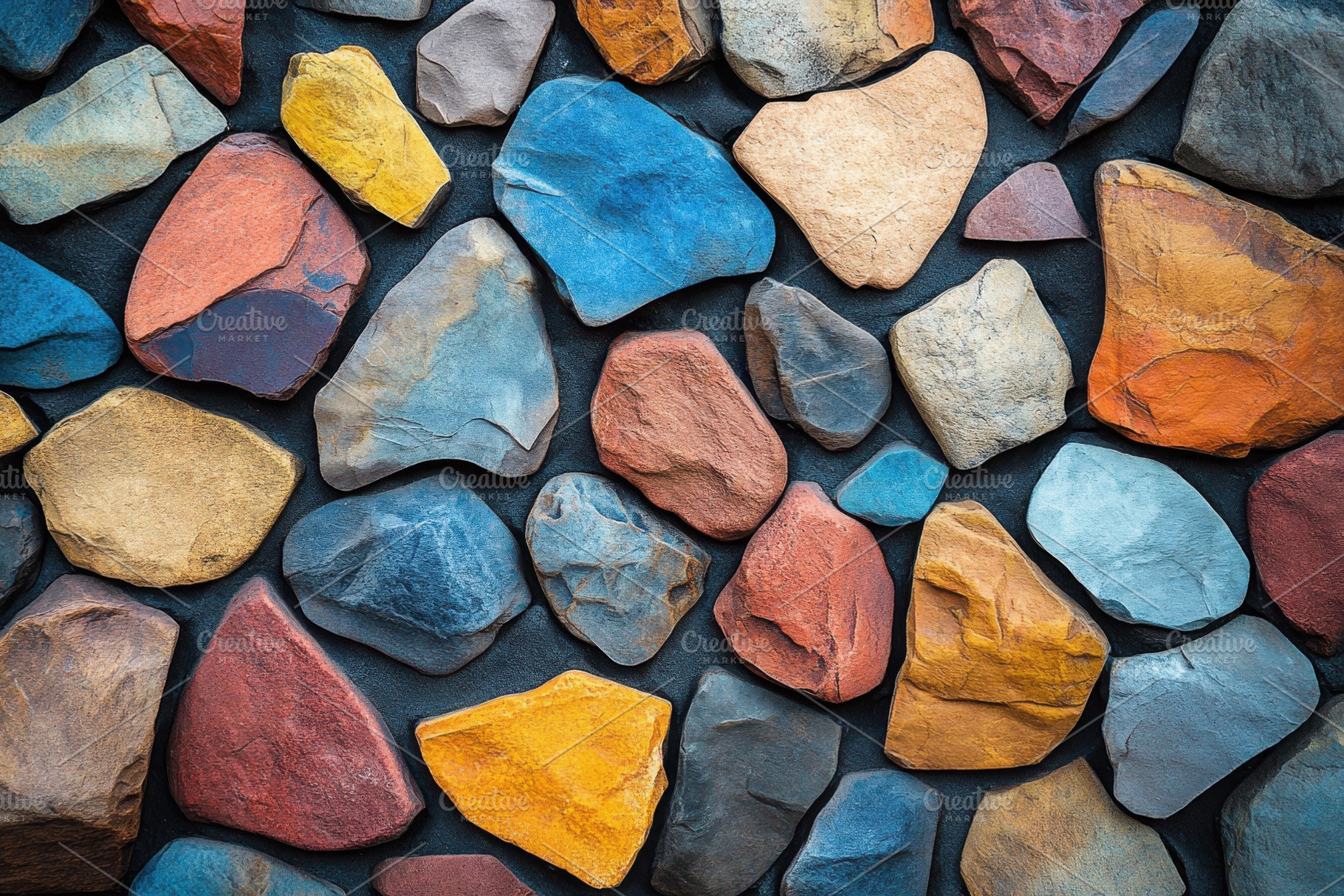 Colorful stone wall texture backgrou, an Abstract Photo by Pixeness Studio