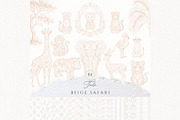 Toile Safari Animals Beige, an Animal Illustration by Invite to Clipart (Thumbnail 1 of 14)