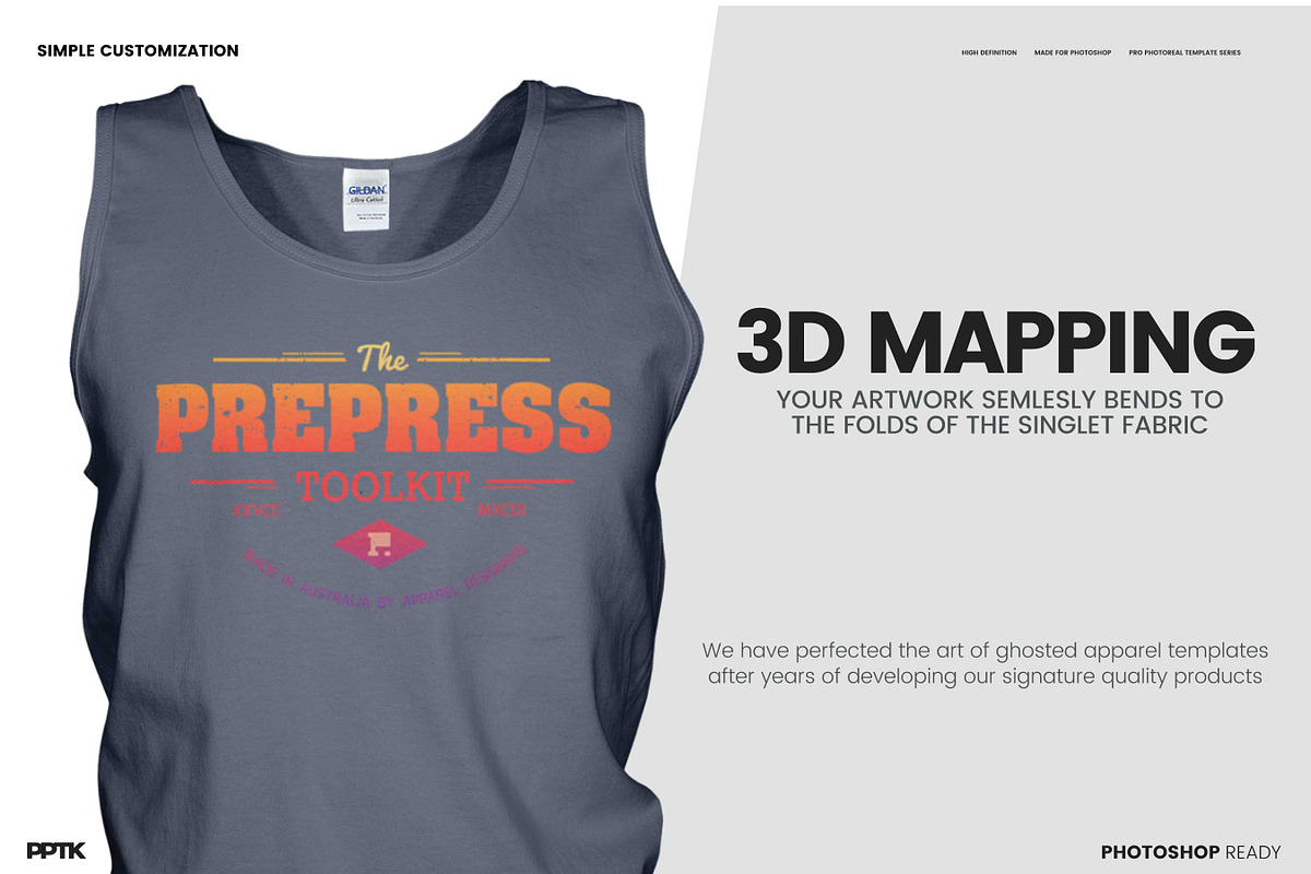 Men's Ghosted Singlet Templates, an Apparel Mockup by PrePress Toolkit (Photo 6 of 6)