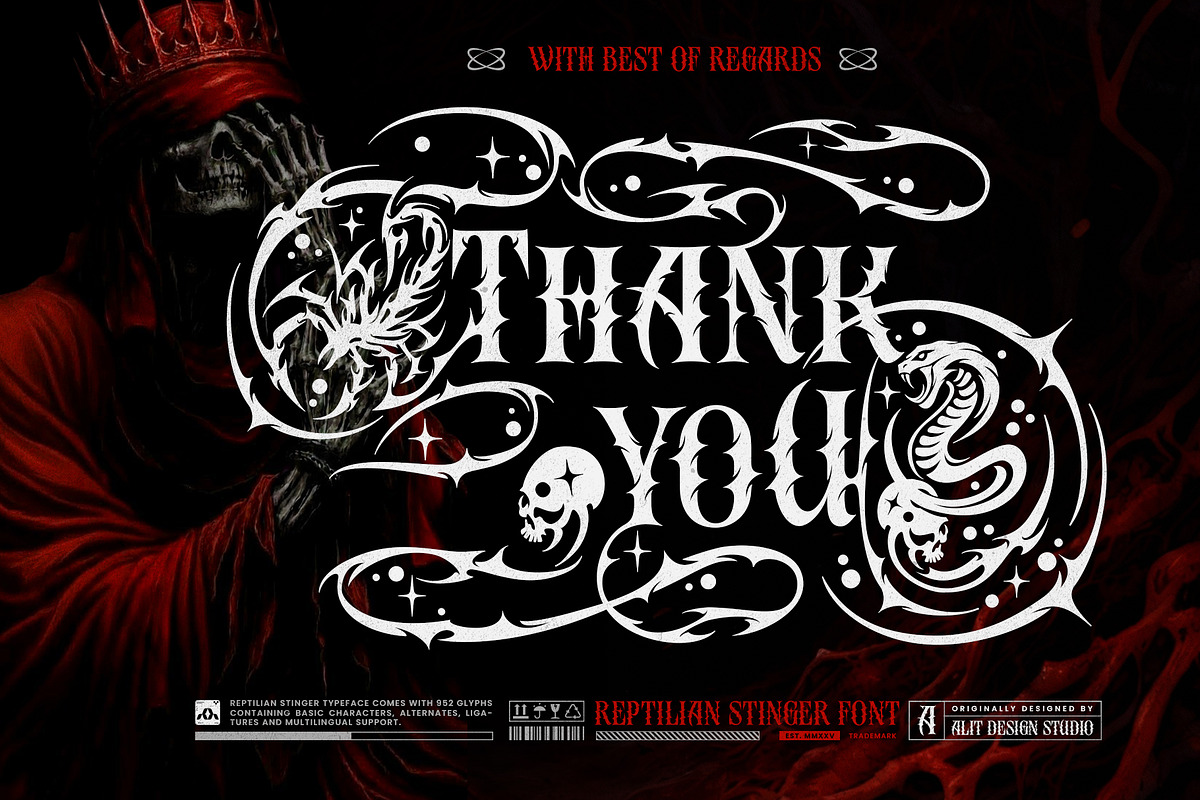 Reptilian Stinger Typeface, a Serif Font by alit design (Photo 19 of 19)