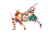 Roman, Spartan gladiators fight set, a Person Illustration by PaperTrident (Thumbnail 5 of 7)