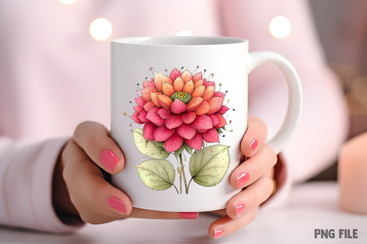 Whimsical Spring Dahlia Flower Png, an Illustration by Craft Nest (Photo 7 of 11)